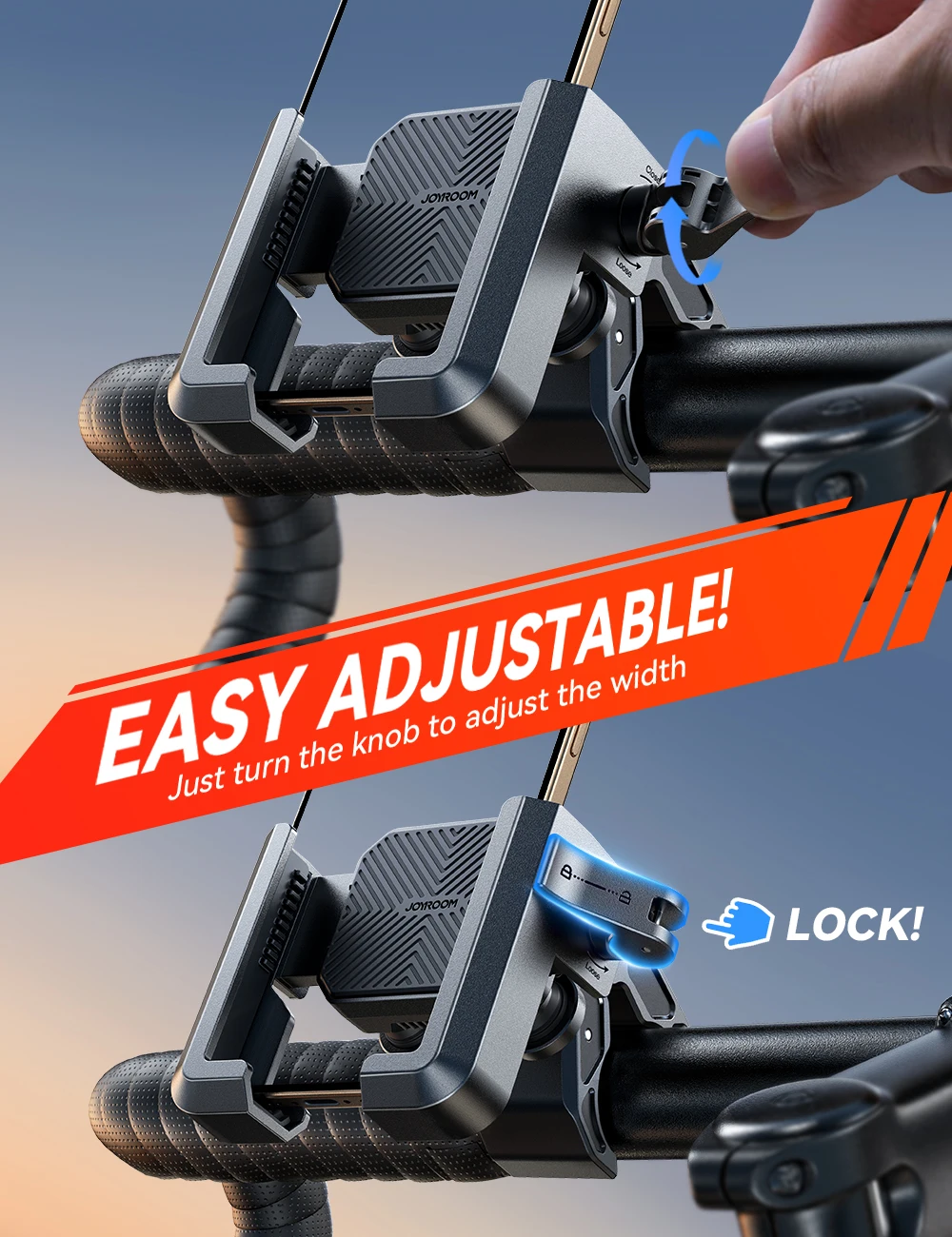 Joyroom Motorcycle Phone Mount Holder Dual Vibration Dampener Universal Bike Bicycle Phone Mount for 4.7''-7'' Phones