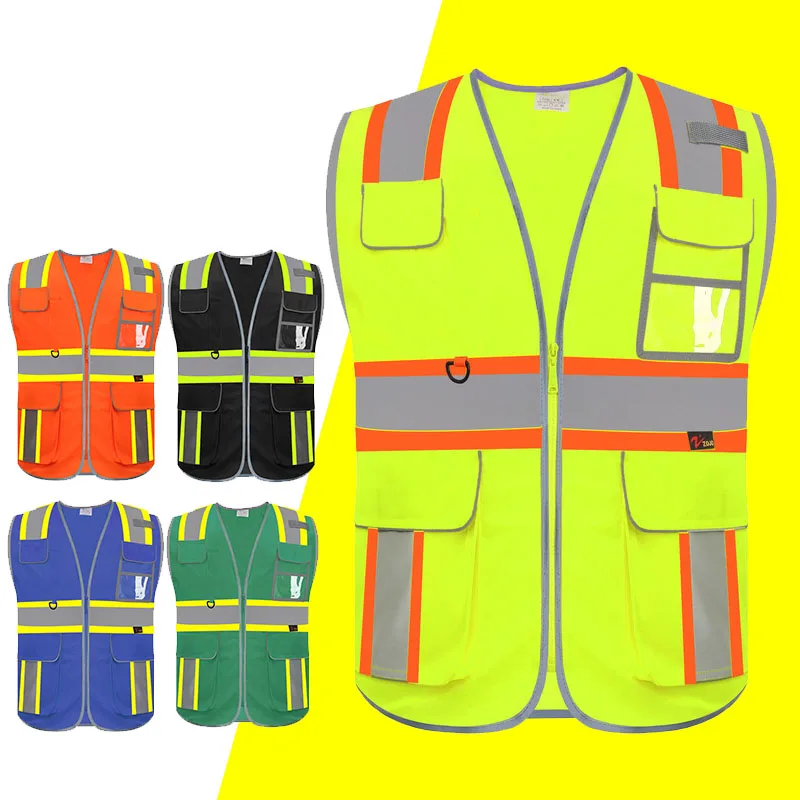 Reflective Safety Vest High Visibility Working Vest Signal Adjustable Size Work Safety Jacket Men Construction Vest Work Uniform