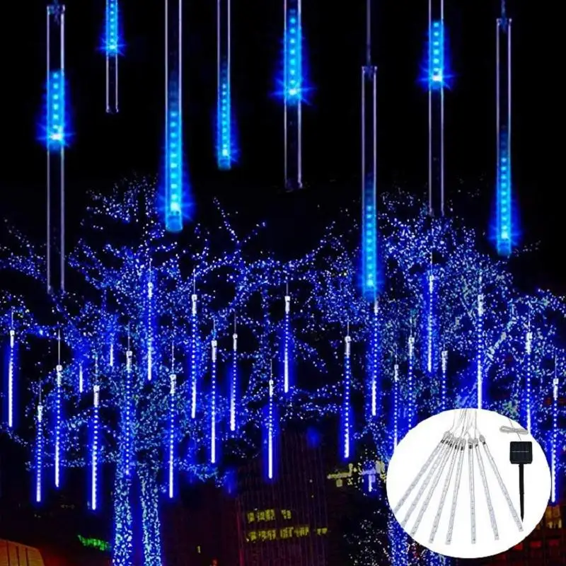 solar lamp outdoor 30cm 8 Tubes Solar Meteor Shower Rain Light String with Timing Dimming Controller for Tree Christmas Wedding Party Decoration small solar lights Solar Lamps