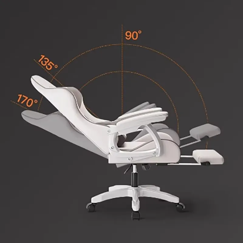 Ergonomic With Lumbar Office Chair Cream Wind Nordic White Relax Gaming Chair Cute Neck Pillow Chaise Bureau Home Furniture 3
