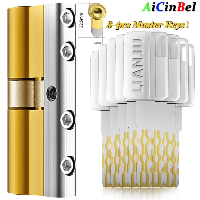 European Standard Door Lock Cylinder Super C-Level Anti-Theft Copper 8 Master Keys