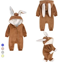 For Newborn Baby Boys Girls Romper Winter Warm Long Sleeve Bodysuit Toddler Jumpsuit Hooded Wool Overall Clothes 3 to 6 Months