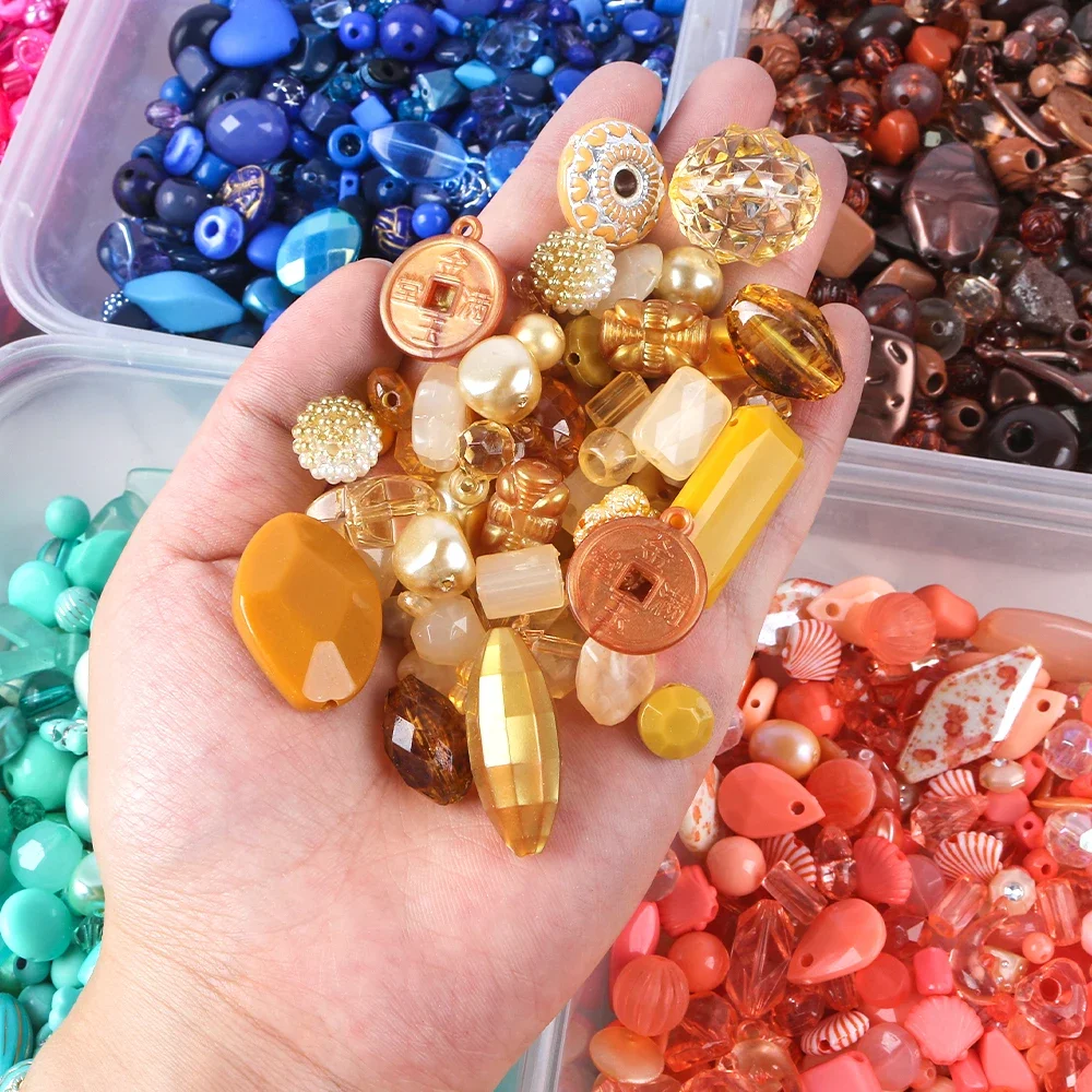 Acrylic Loose Beads Mixed Shape Beads Colorful DIY Star Heart Butterfly for Hand-woven Jewelry Accessories