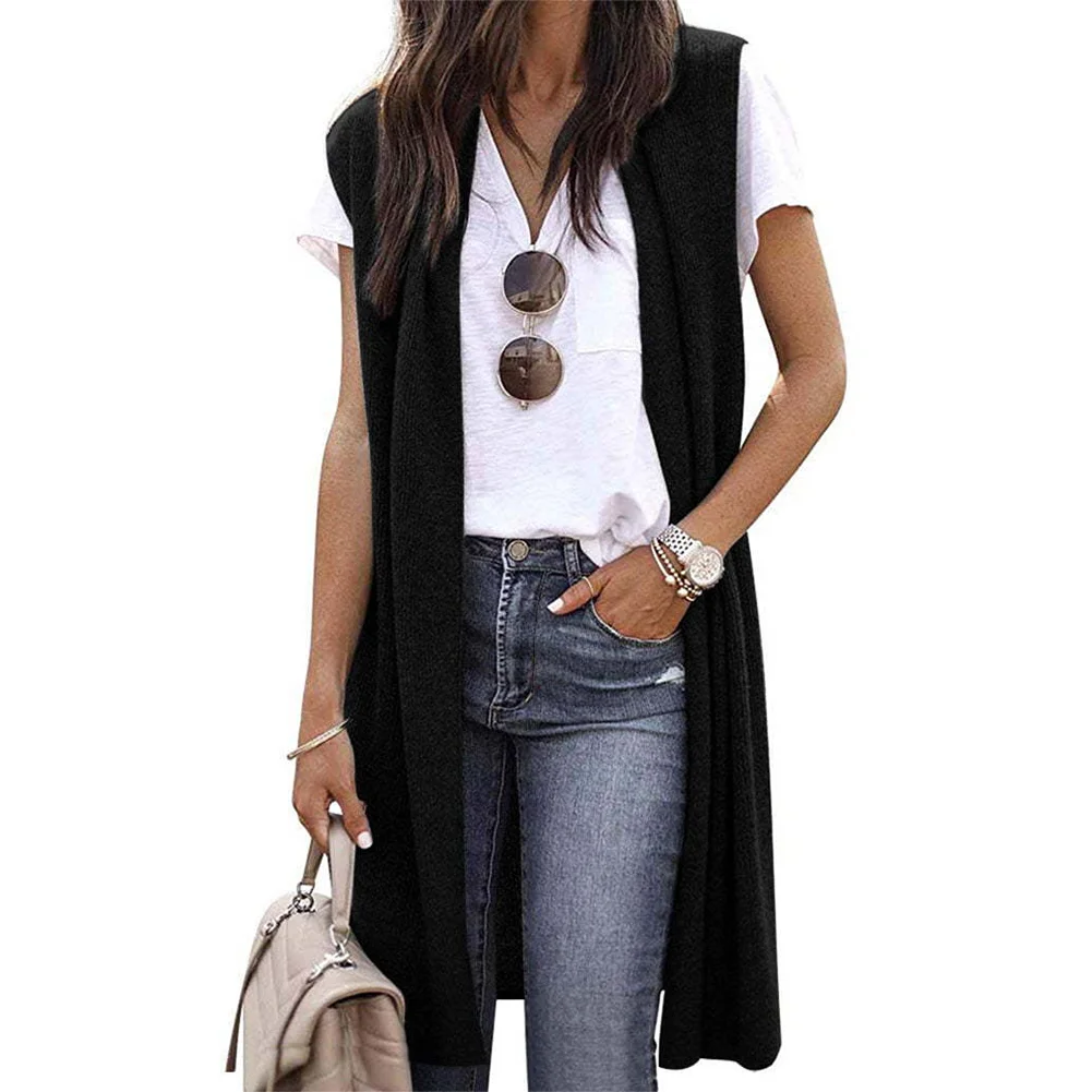 

Womens Jacket Womens Tops Polyester Regular Sleeveless Slight Strech Solid Color Tunic Top Vest Cardigan Comfy