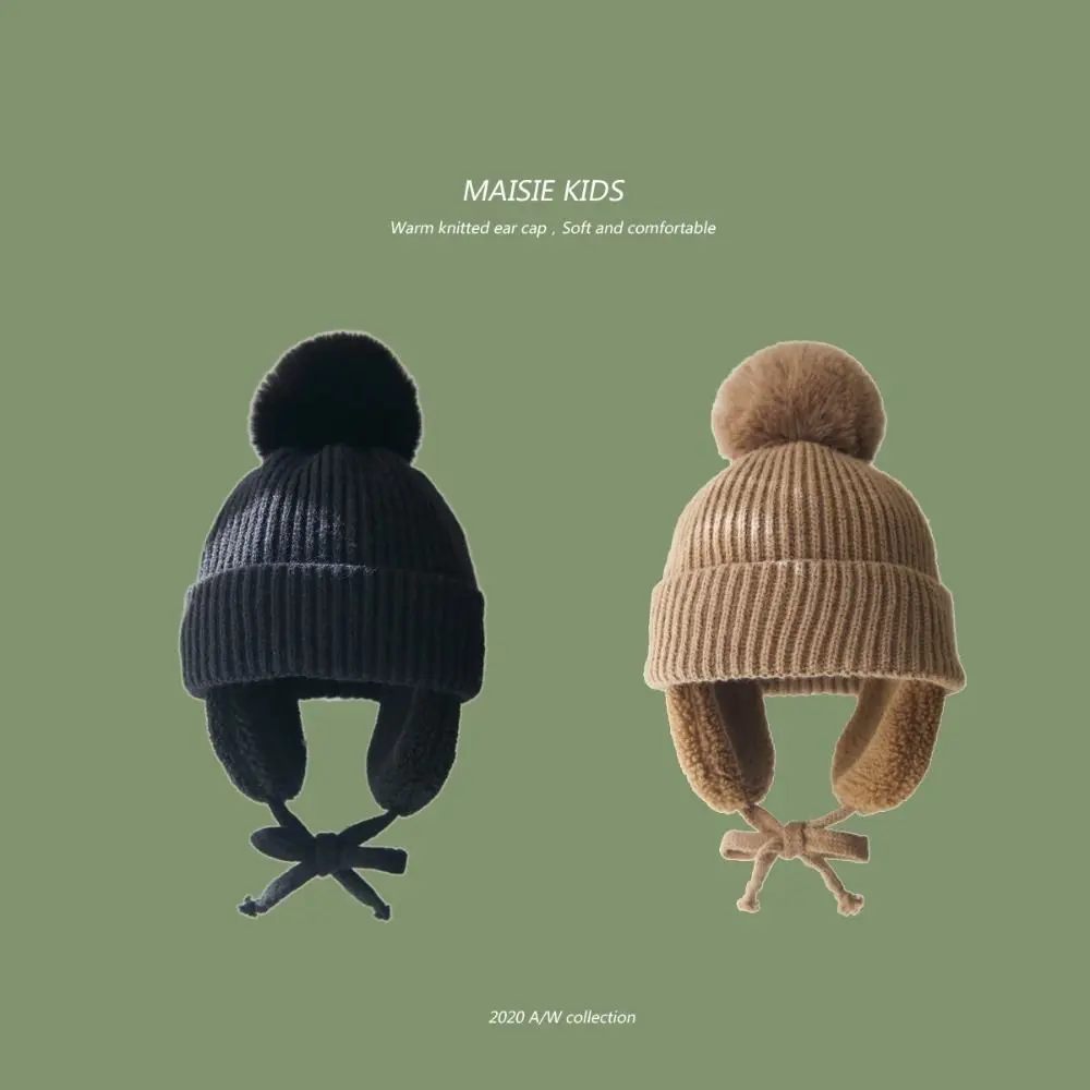 Description Picture 6 of itemFashion Children Plush Lining Knitted Hats Warm Cap Cashmere Hat EarFlaps Hat