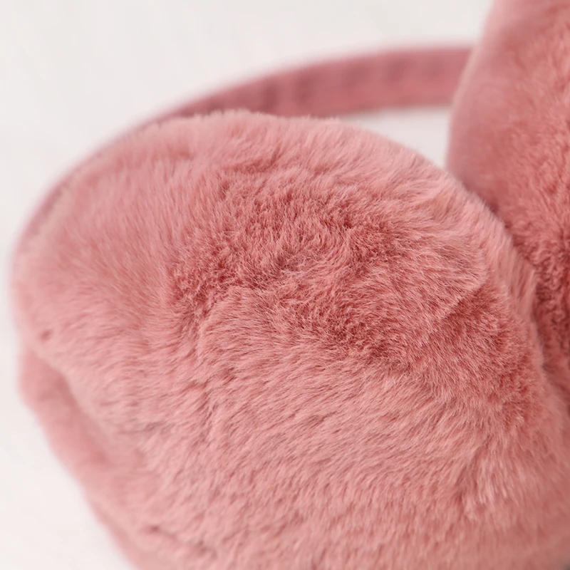 Warm Earmuffs Winter Girl Fluffy Fold Burger Shape Children Headphone Soft Cashmere Solid Cute Fake Fur Earlap
