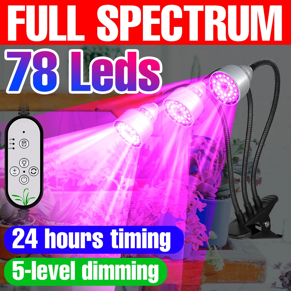 Led Phyto Grow Light Clip Full Spectrum Hydroponics Growing System Luci Per Serra Per Piante Da Interno Semi Di Fiori Da Interno