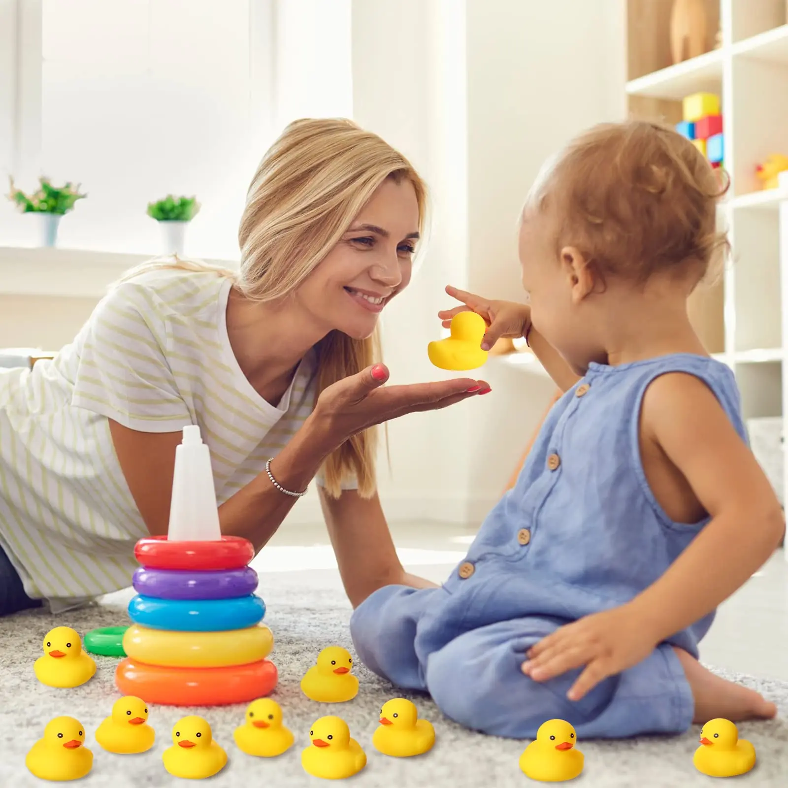 100Pcs Rubber Ducks for Kids Yellow Mini Duck Party Favors Bulk Ducks Summer Pool Floating Toys Rubber Ducks Birthday 4