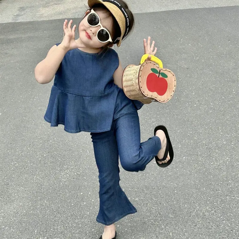 

Children Sets Korean Soft Comfortable Pretty Lovely Lively Casual Simple Fashion Loose Sweet New Pattern Artistic Button