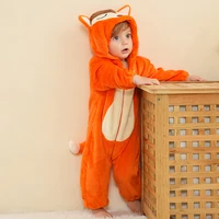 MICHLEY Halloween Cute Cartoon Flannel Baby Rompers Stitch Fox Pajama Cotton Baby Boy Girls Animal Costume Animals Baby Jumpsuit 6