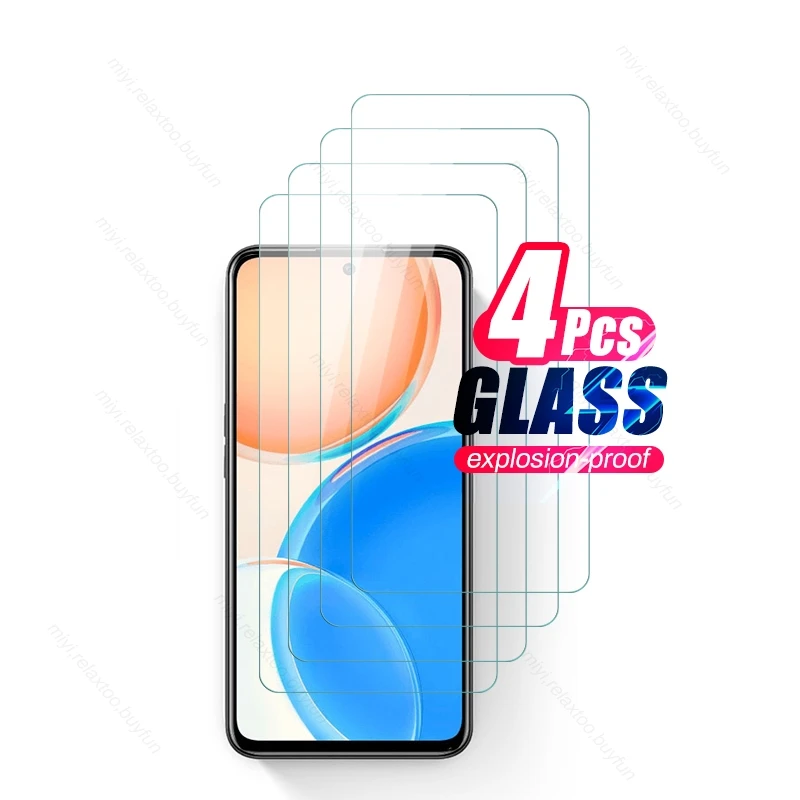4Pcs Hd Clear Tempered Glass For Honor X8 Xonor Honer Honar X8 X 8 Honorx8 6.7" Full Cover Explosion-Proof Screen Protector Film
