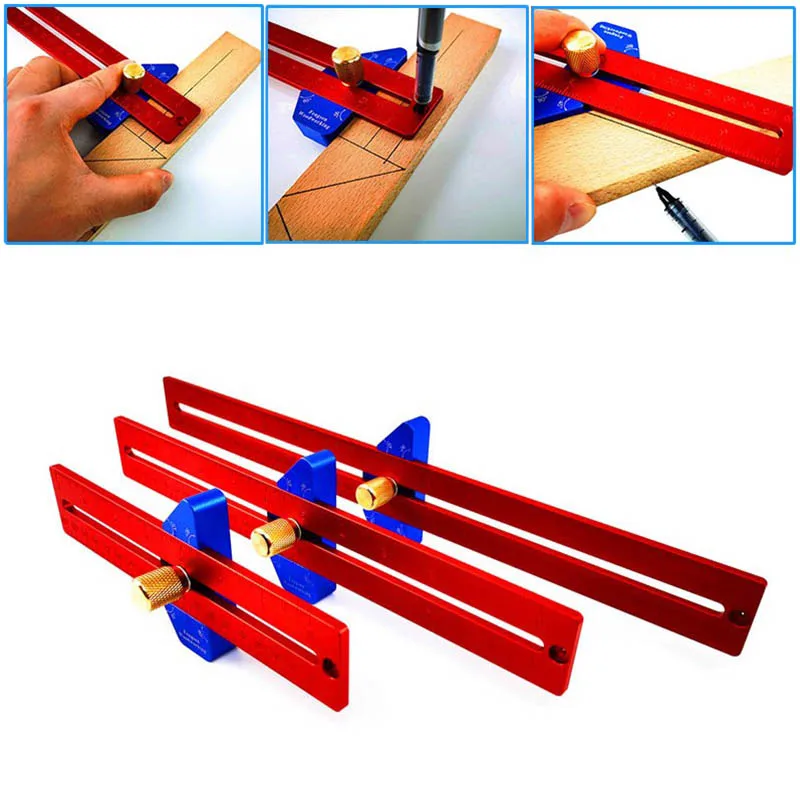 

Woodworking Angle T-shaped Woodworking ruler tools 45/90 Aluminum ruler alloy degree ruler Hole Measuring scriber ruler mark