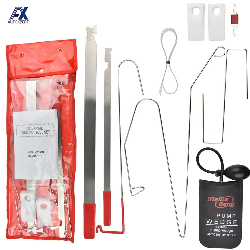 Car Vehicle Door Lost Lock Out Barra Sottile Wedge Emergency Open Unlock Key Tools Kit + Black Air Pump Parti Universali Per Lo Styling Dell'Auto