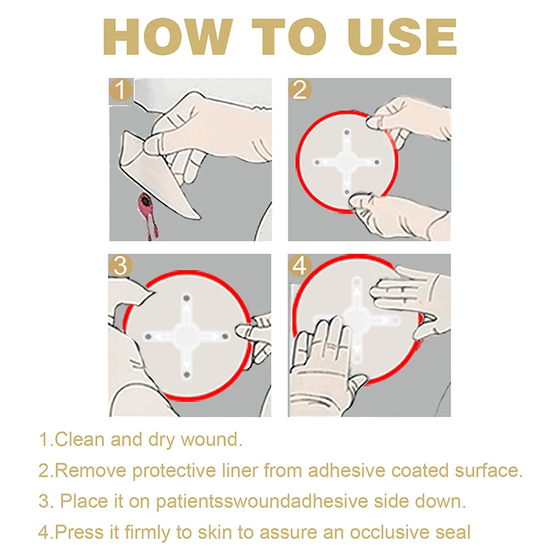 Chest Seal Medical 6pcs/set Prevent Puncture Wounds Dressing Pneumothorax Emergency First Aid Trauma