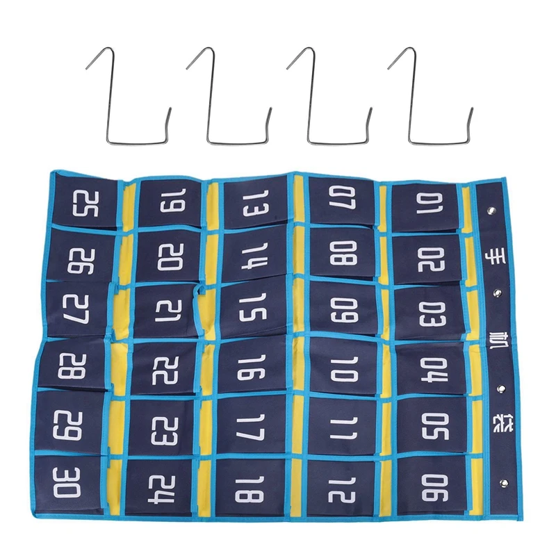 번호 매겨진 포켓 차트 휴대폰 정리함, 교실 계산기 휴대폰 홀더용 걸이식 보관 가방, 2X 30 개