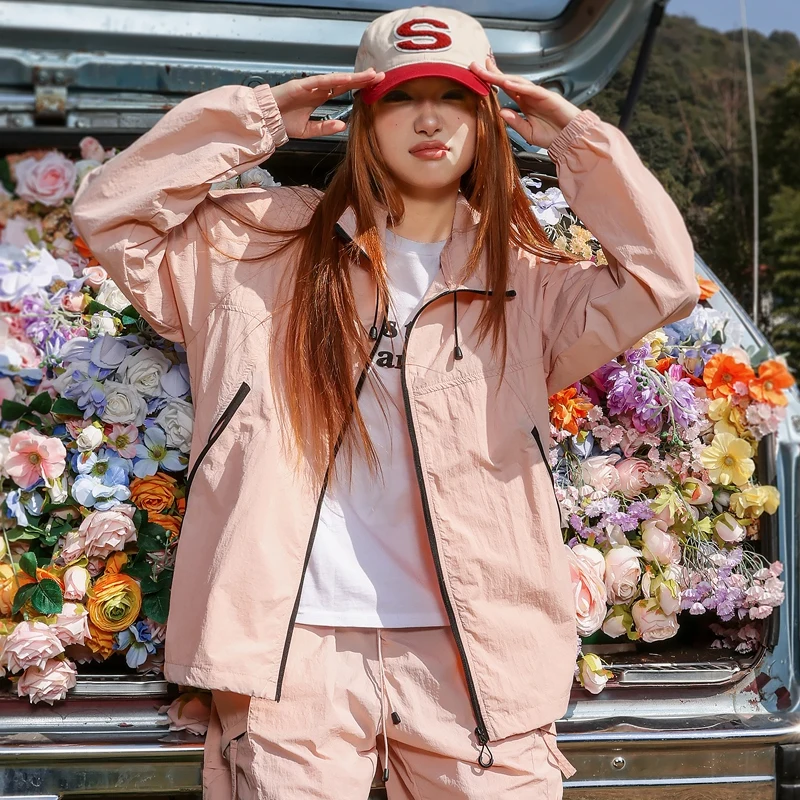Ensemble Veste & Pantalon Rose Pêche | Style Urbain Chic