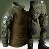 Outdoor RU Camo Tactical Sets Breathable T Shirts+Multi-pocket Straight Cargo Pants Men Suit Hunting Training Shirt Combat Set 1