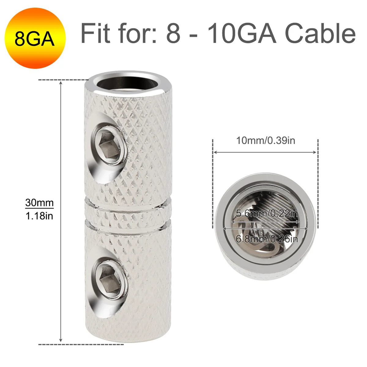 Car stereo automobile connector 1pcs 0/1 4 8 Gauge Wire Audio Car Brass Terminal Butt Connectors Car Stereo Power or Ground Wire Splice Coupler