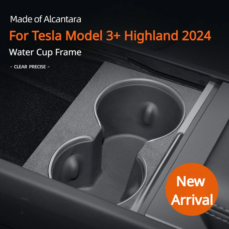 

Рамка для чашки с водой Tesla Model 3 + Highland 2024 Алькантара замшевая с центральным контролем наклейка на чашки для напитков декоративные аксессуары