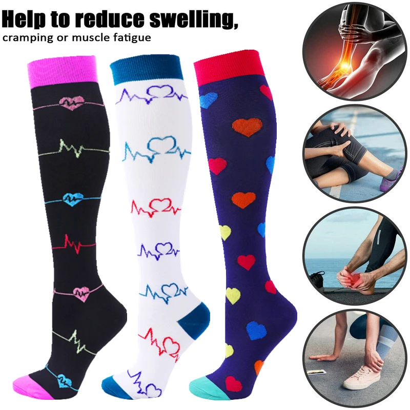 

Compression Stocking for Women Pregnant Edema Diabetes Varicose Veins Marathon Running Travel Sports Socks Compression Socks