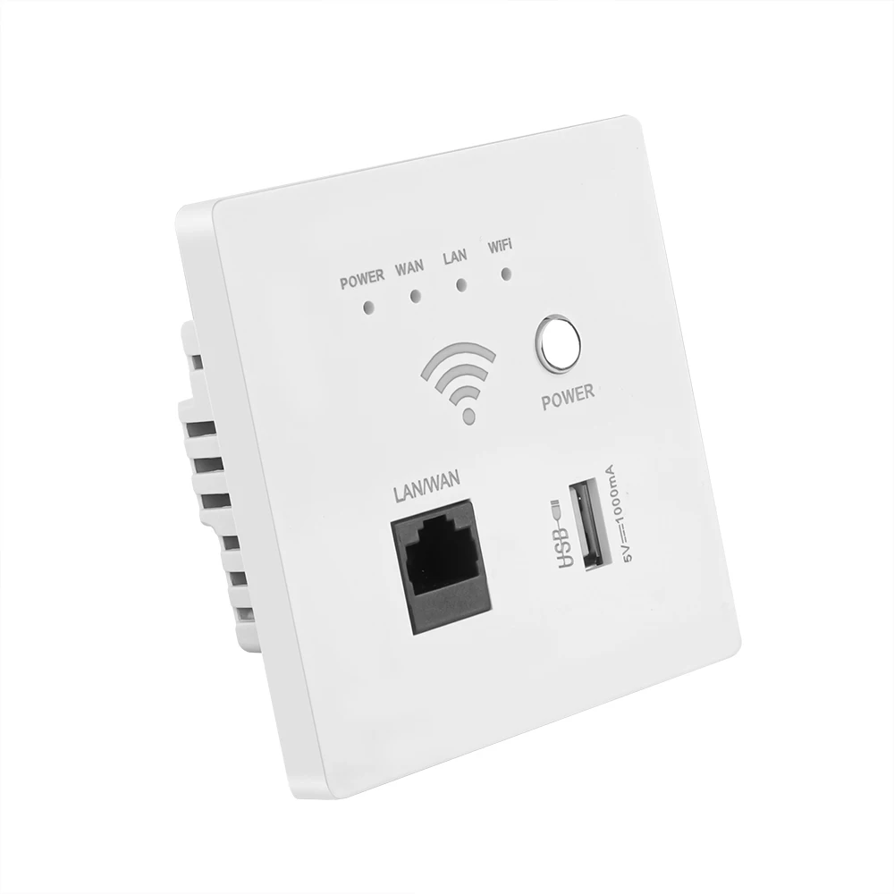 Roteador Wifi sem Fio com Soquete Usb Inteligente Parede Embutida de Energia Relé Rj45 ap 220v 300mbps 2.4ghz