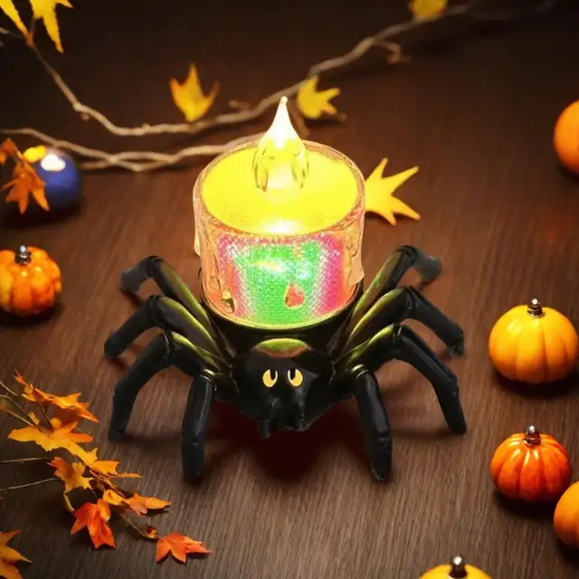 Candela di Halloween a batteria senza fiamma LED Spider Tealights elettrico tremolante finta candela Halloween Party Decor