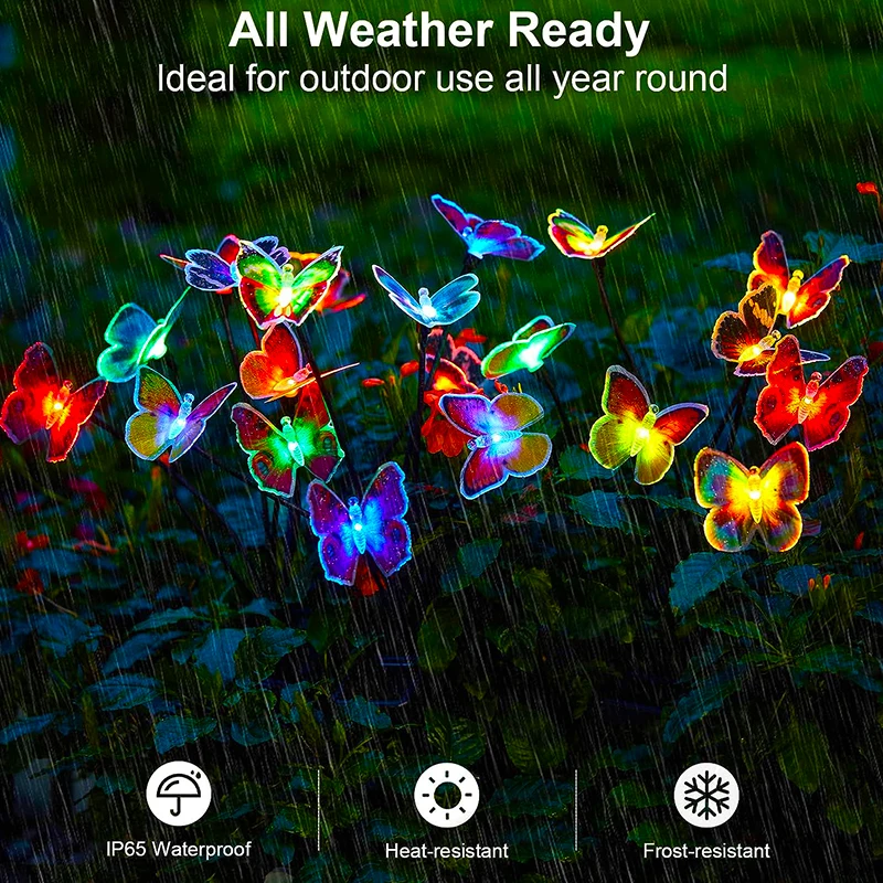 Solar Lights Outdoor Waterproof Garden Decor 6LED Butterfly Pathway Lights For Patio Yard Lawn Decor Lamp solar lights solar fireworks lights solar led lights solar ground lights led fairy lights lawn lamp garden lighting