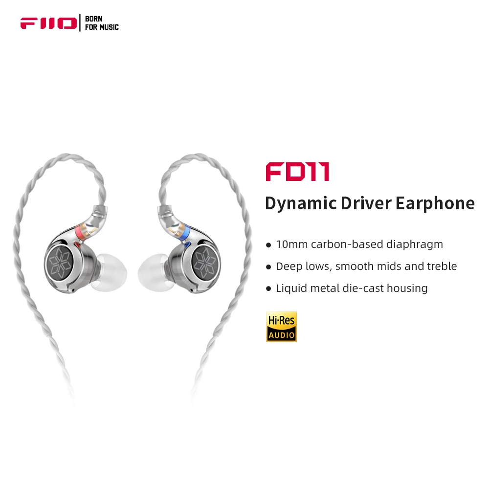 

FiiO FD11 In-Ear Earphones High Performance Deep Low Dynamic Driver IEMs Earbuds with 0.78mm Detachable Cable