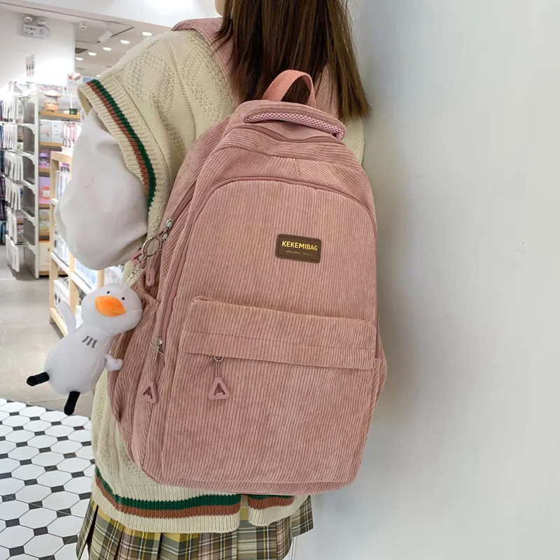 

Рюкзак для учащихся старших классов, Женский Большой вельветовый рюкзак, модный однотонный школьный ранец, сумка на плечо для девочек в колледже, рюкзак XA457C