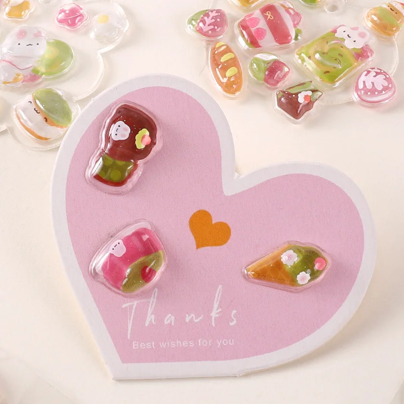6-Style Japanese 3D Cute Stickers - Crystal Embossed Design for Phone Case, Journal, Dairy Photo, DIY & Creative Collag Material