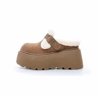 Women's High Platform Slippers 7CM Wedge Shoes Women's Outside Leather Casual Chunky Sneakers Breathable Cotton Slippers - Image 5