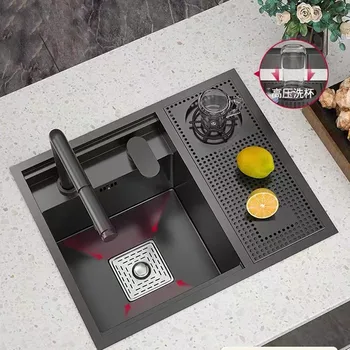 ที่ครอบสเตนเลสสตีล304อ่างล้างจานแบบมองไม่เห็นสีดำนาโน 2