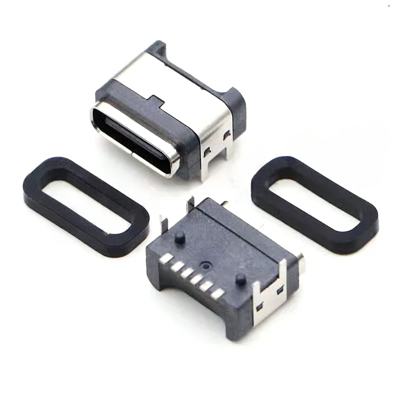 

10Pcs/2pcs IPX6 USB Type C 3.1 Female Jack Dock 6Pin Inline Panel Waterproof USB Socket Jack DIY Power Charging Connector Port