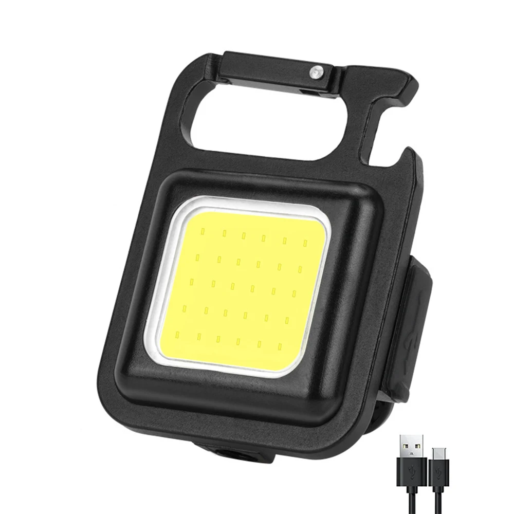 

BORUiT COB Keychain Light Portable LED Mini Lamp USB Rechargeable Pocket Work Lights with Corkscrew Outdoor Camping Flashlight