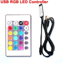 

DC5V USB RGB LED Controller Dimmer 24-key mini dual-head infrared controller for DC5V RGB Led Strip tape lighting