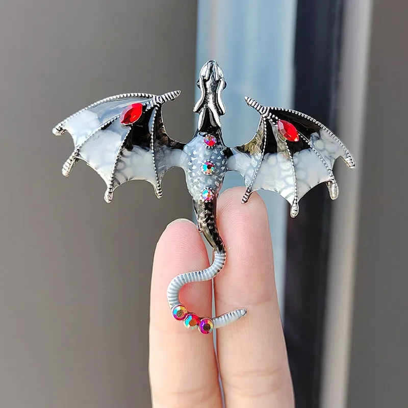 Enamel Dragon Brooches Fashion Enamel Dragon Brooches For Men Women Rhinestone Flying Dragon Clothes Suit Party Office Brooch Pins Jewelry Accessories