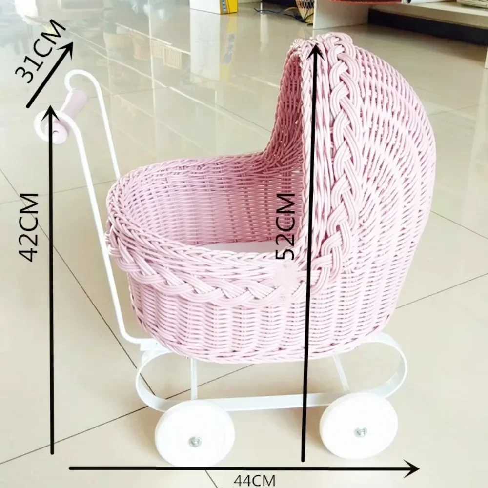 Creative Rattan Pet Stroller for Small Dogs and Cats Home Pet Trolley Outing Walking Teddy Chihuahua Dog Buggy Transport Trolley