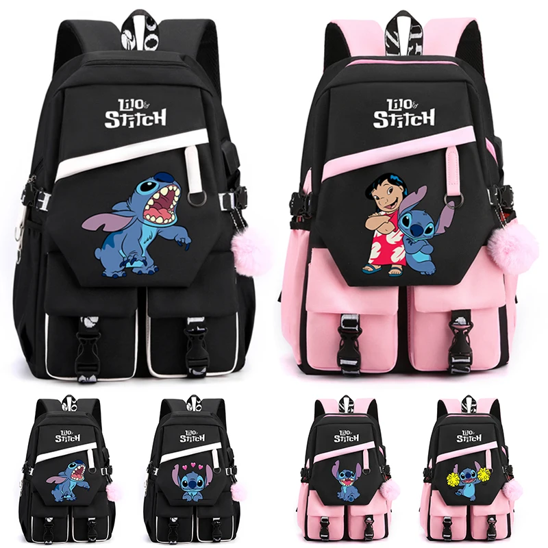 

Рюкзак со стичем Лило для девочек и мальчиков, студентов, подростков, ранцы для школы, женский рюкзак с рисунками из мультфильмов