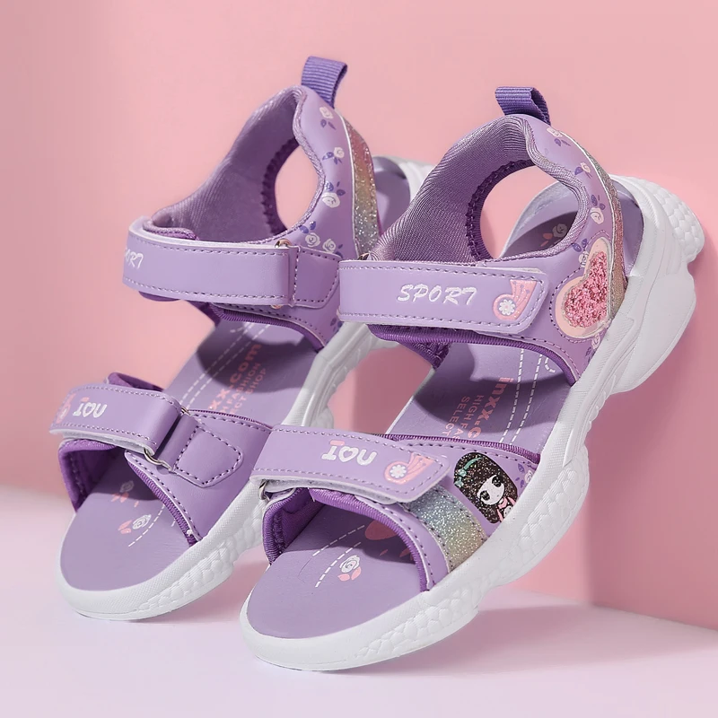 

Kids Girls Sandals Soft Princess Sandals Lightweight Shining Print Baby Shoes Comfortable Summer Kids Sandals