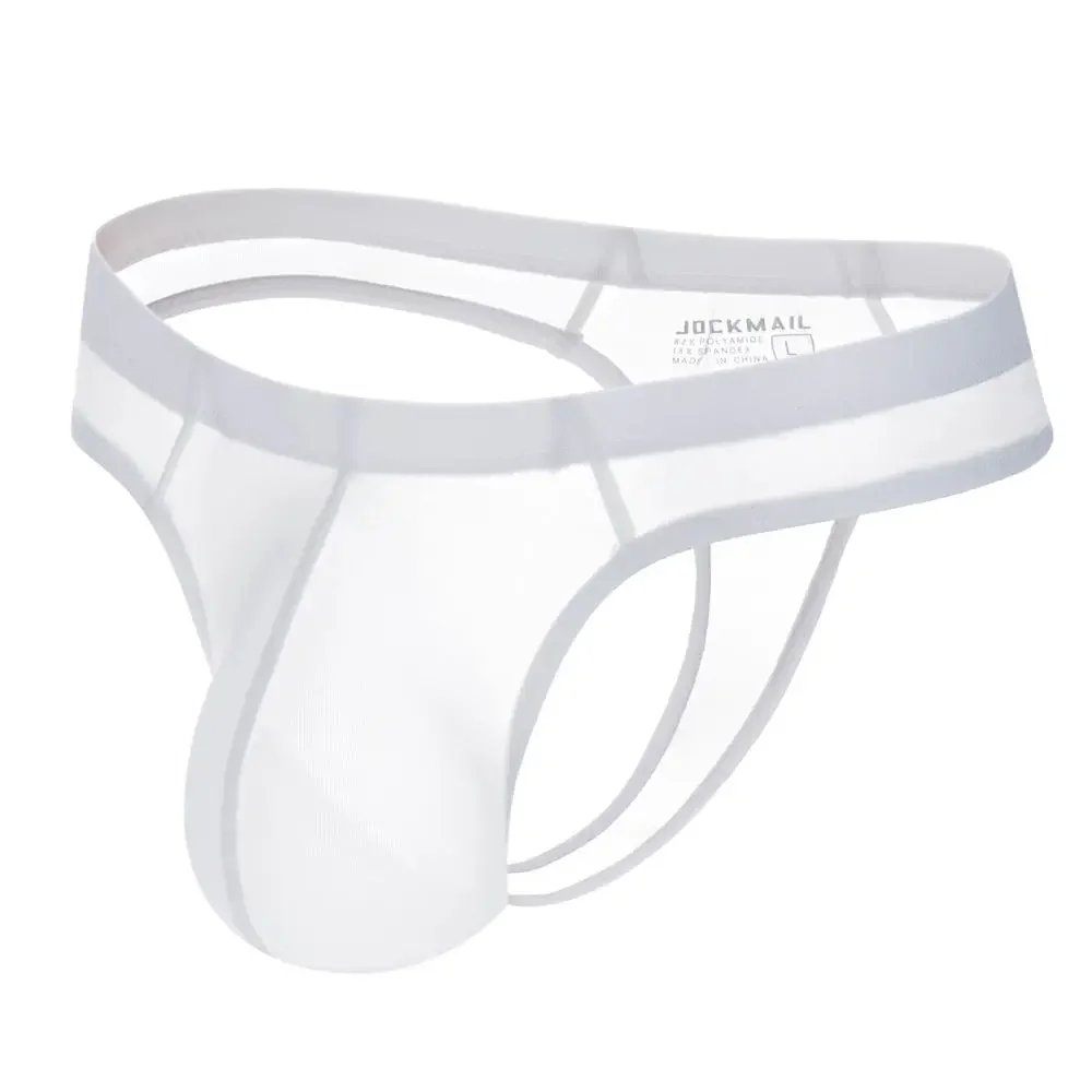 Mens Underwear Transparent Ice Silk Thong Bikini Briefs Jockstrap G-String