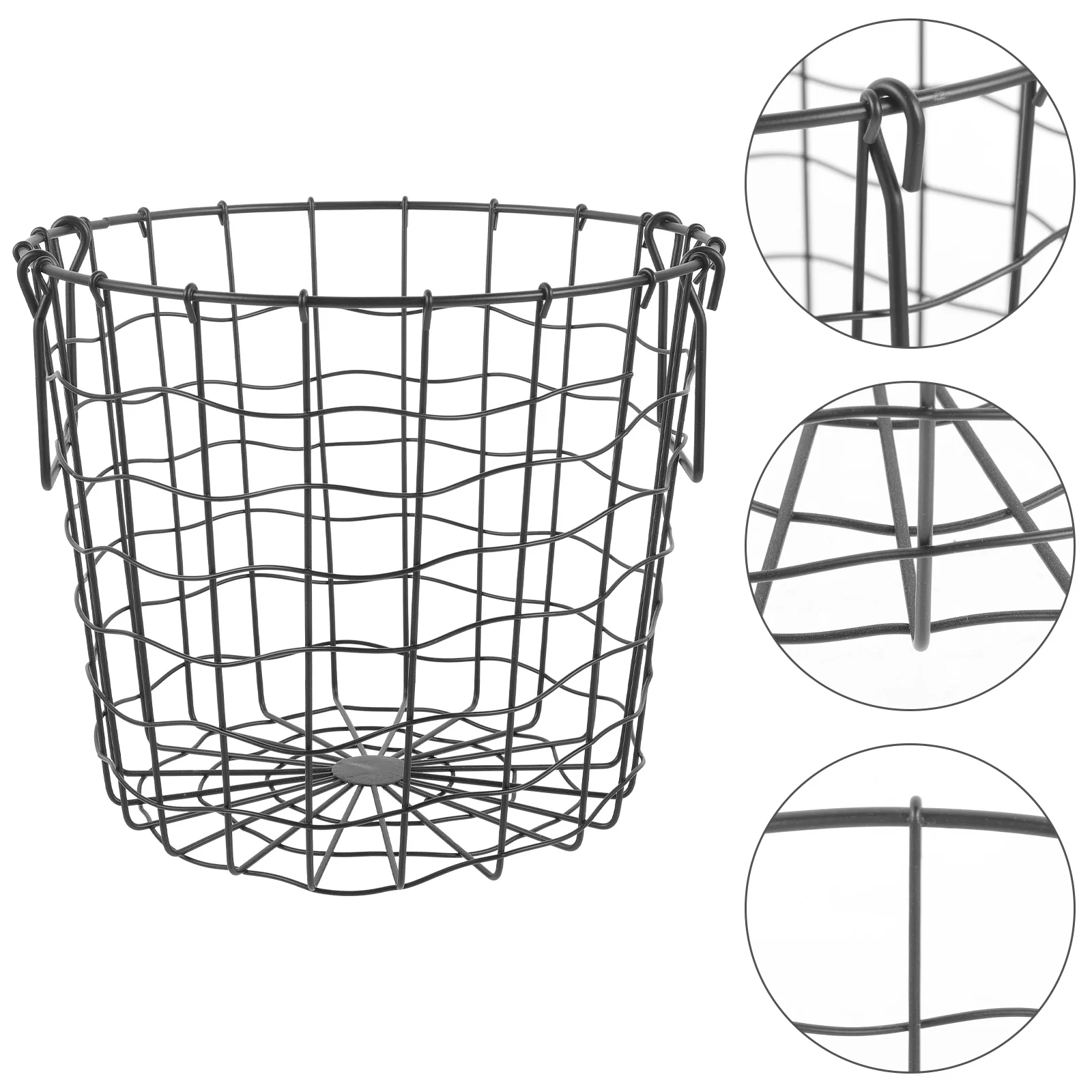 

Firewood Carrier Holder Indoor Country Round Iron Storage Basket Outdoor (black) Baskets Weave