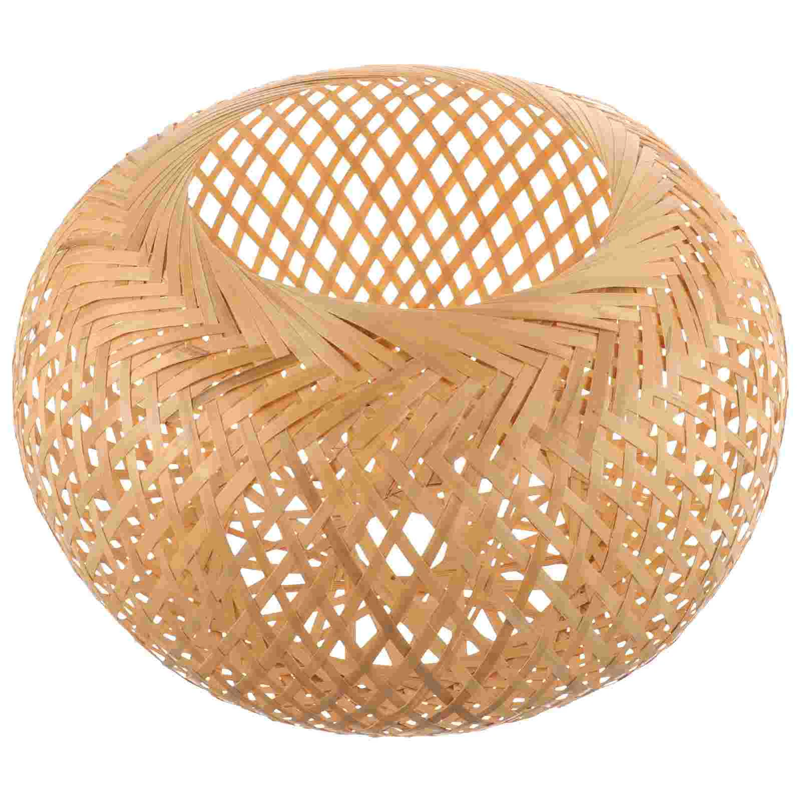 

Bamboo Pendant Light Shade Rattan Basket Chandelier Lamp Shade Weaved Lighting Bulb Cage Guard Rustic Hanging Light Fixture