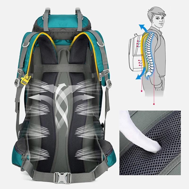70L Outdoor Mountaineering Backpack Hiking Travel Camping Trekking Bag Large Capacity Multifunctional Sturdy Durable Luggage 5