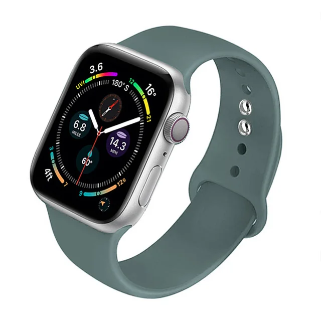 Silicone Strap For Apple Watch Band 44mm 40mm 41mm 38mm 45mm Smartwatch Rubber Sports Watchband Belt Bracelet iWatch 7 6 se 5 4 Pine-Green-53