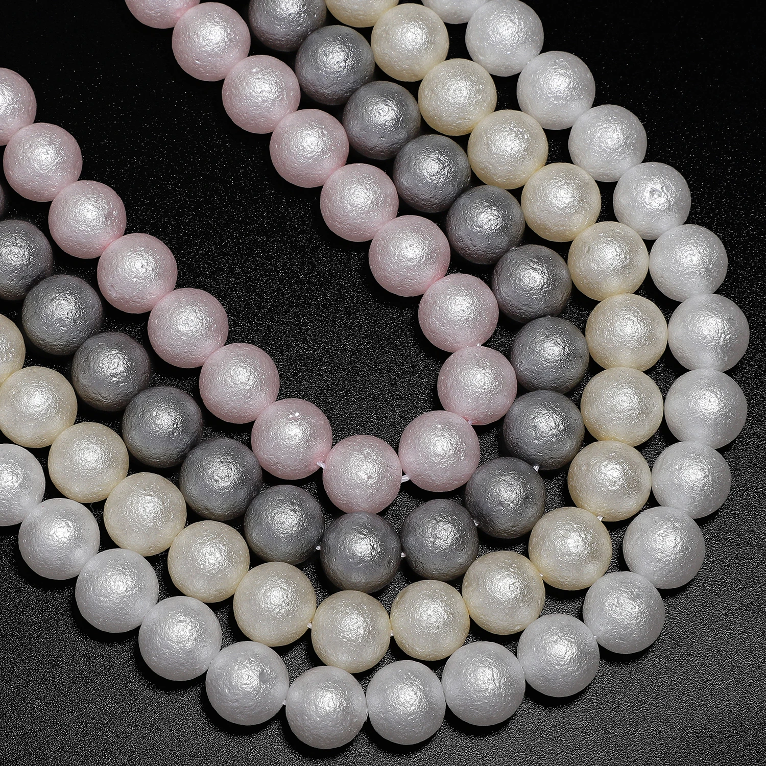 Elegant White and Pink Wrinkled Imitation Pearl Glass Beads - Perfect for DIY Jewelry and Accessories