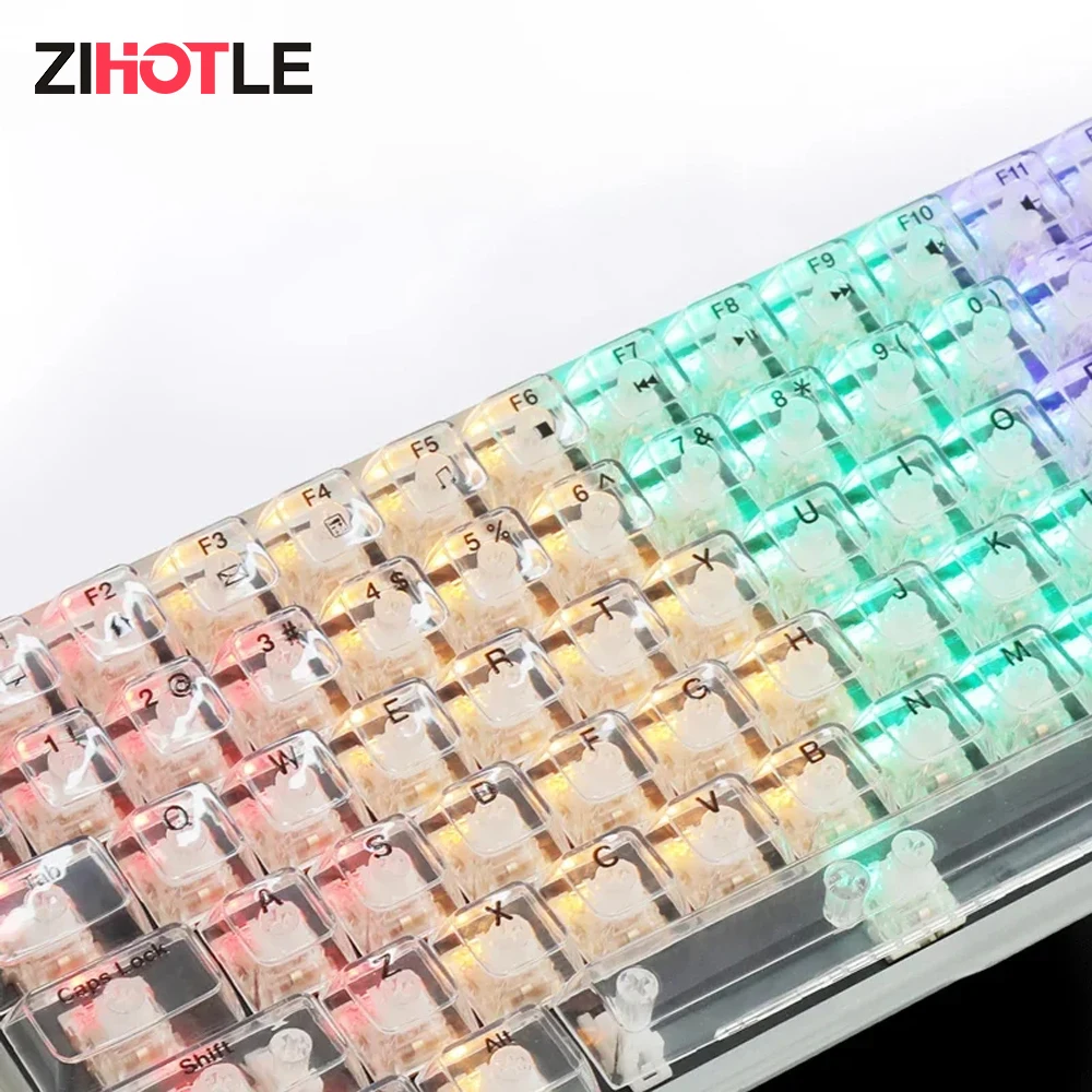 

ZIHOTLE Mechanical Keyboard 100 Keys Hot Swap Multifunctional RGB Backlit Transparent Keycap Gaming Keyboards Teclado 키보드