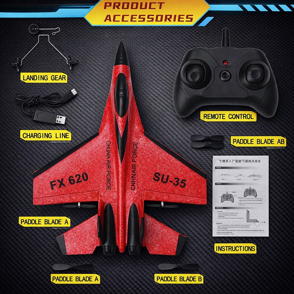SU35 RC 비행기 F22 K500 MAX RC 전투기 2.4G 무선 조종 폼 글라이더 항공기 FX620 EPP 폼 비행기 어린이용 장난감