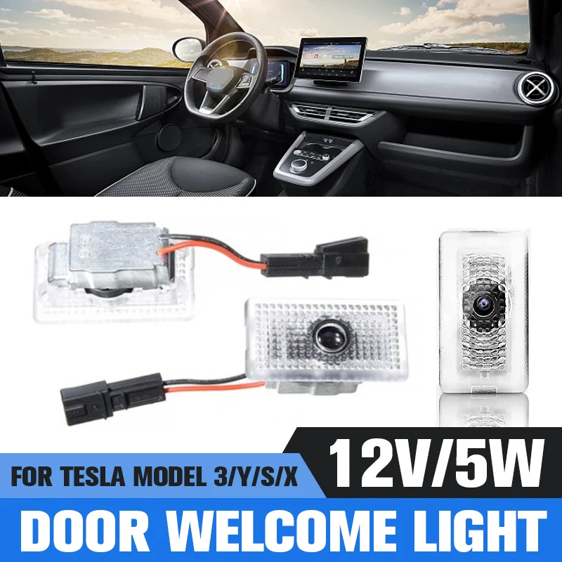 

Дверной прожектор Tesla Model 3/Y/S/X, интерьерное освещение, аксессуары, прозрачный дисплей, роскошное ощущение продвижения, новый дизайн
