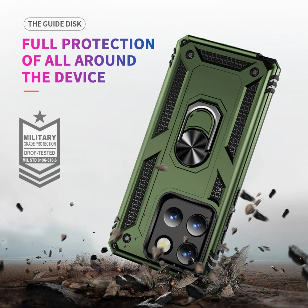 Durable Armor Phone Case with 360° Metal Ring Holder Cover