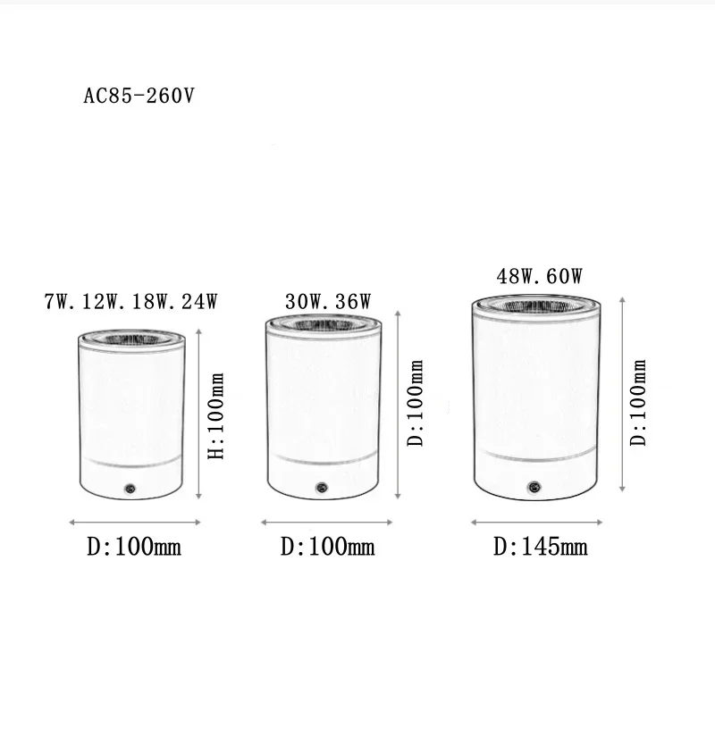 IP65 방수 COB LED 천장 다운라이트 야외 발코니 욕실 표면 장착 실린더 60W 12W 18W 스팟 조명기구